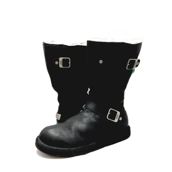 ▪︎▪︎SOLD▪︎▪︎UGG Kensington Womens Water Resistant Biker Moto Black Sheepskin - Picture 10 of 11